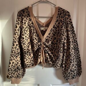 Leopard Print V-Neck Sweater